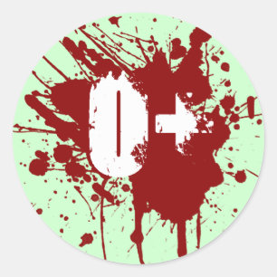 Blutgruppe-Spenden-Vampirs-Zombie O positiver Runder Aufkleber