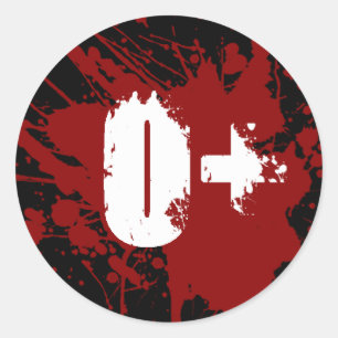 Blutgruppe-Spenden-Vampirs-Zombie O positiver Runder Aufkleber