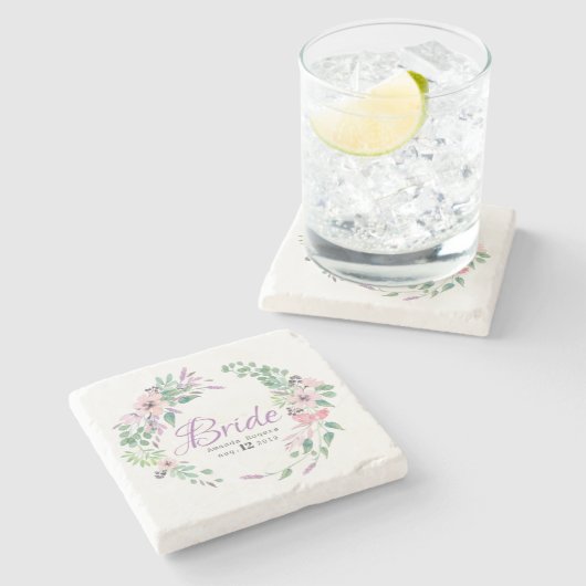 Bluthochdruck Farbenfrohe Spellbound Blumenreath Steinuntersetzer (Seitenansicht)