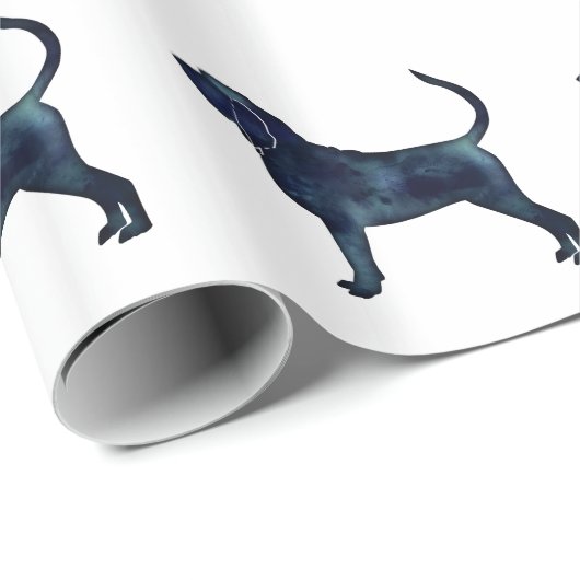 Bluthound Hund Rasse Schwarze Wasserfarbe Geschenkpapier (Rolleneckpunkt)