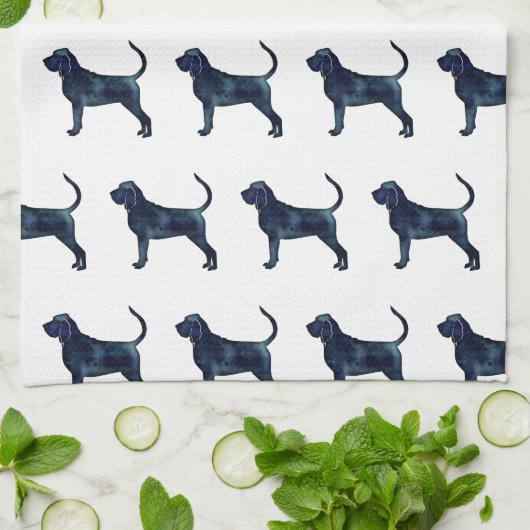 Bluthound Hund Rasse Schwarze Wasserfarbe Geschirrtuch (Gefaltet)