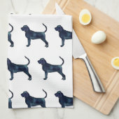 Bluthound Hund Rasse Schwarze Wasserfarbe Geschirrtuch (Viertel Falte)