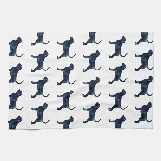 Bluthound Hund Rasse Schwarze Wasserfarbe Geschirrtuch (Horizontal)