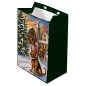 Bluthund-Feiertag Mittlere Geschenktüte (Vorderseite Schrägansicht)