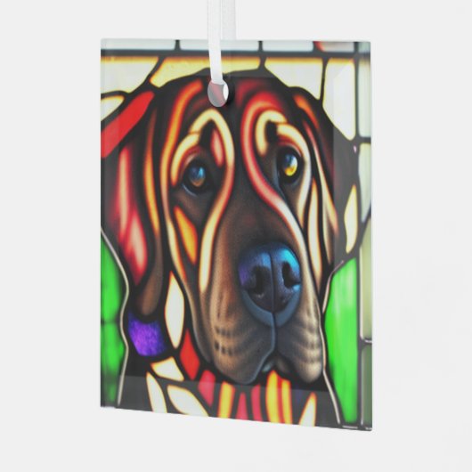 Bluthund "Festes Glas" Ornament Aus Glas (Vorderseite links)