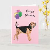 Bluthund, Geburtstags-Ballone Karte (Gelbe Blume)