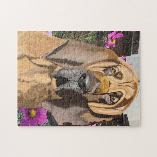 Bluthund gegen rosa Kosmos Puzzle (Horizontal)