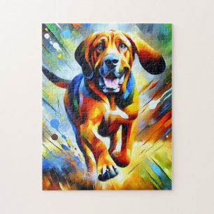Bluthund Hund Acryl Kunst Druck Hunde Liebhaber Ge Puzzle