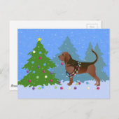 Bluthund Hund Dekorieren Weihnachtsbaum Feiertagspostkarte (Vorne/Hinten)