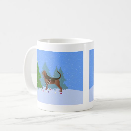 Bluthund Hund dekorieren Weihnachtsbaum Kaffeetasse (Vorderseite Links)