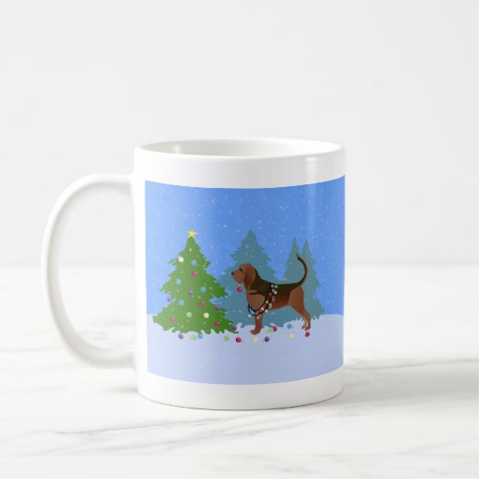 Bluthund Hund dekorieren Weihnachtsbaum Kaffeetasse (Links)