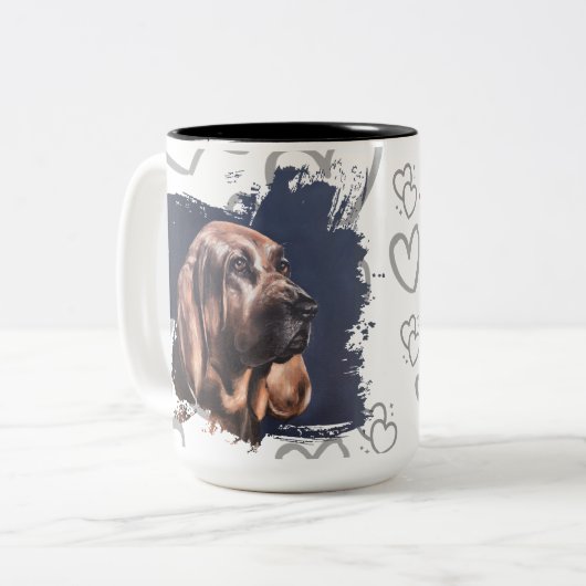 Bluthund-Hund-Liebe-Tasse Zweifarbige Tasse (Vorderseite Links)