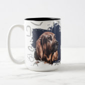 Bluthund-Hund-Liebe-Tasse Zweifarbige Tasse (Links)