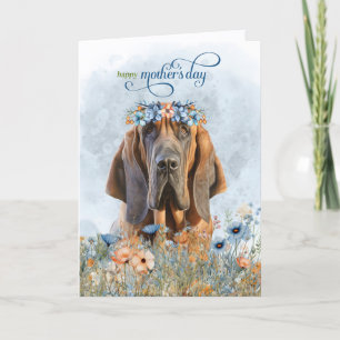 Bluthund-Hund-Wildblumen-Muttertag Feiertagskarte