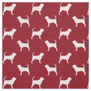 Bluthund-Hunde-Silhouetten Rot-Weiß-Muster Stoff