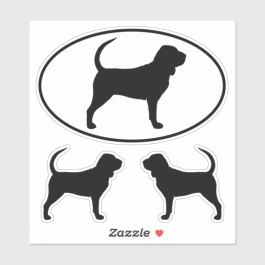 Bluthund Hunde Silhouetten Vinyl Sticker Set (Blatt)