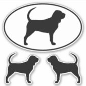 Bluthund Hunde Silhouetten Vinyl Sticker Set (Vorderseite)