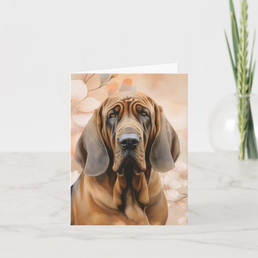 Bluthund-Hundefreund und Pfirsichblüten (Vorderseite)