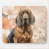 Bluthund-Hundefreund und Pfirsichblüten Mousepad (Vorne)