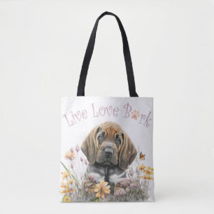 Bluthund-Hundemama-Blumenmuster Tasche