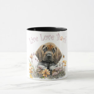 Bluthund-Hundemama-Blumenmuster Tasse