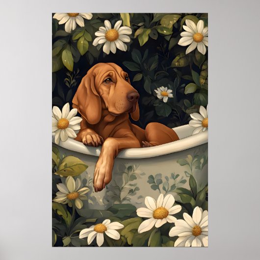 Bluthund im Badewanne Poster, Lustiger Hund Poster (Vorne)