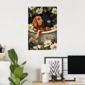 Bluthund im Badewanne Poster, Lustiger Hund Poster (Heimbüro)