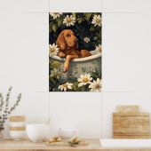 Bluthund im Badewanne Poster, Lustiger Hund Poster (Küche)