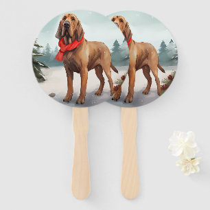 Bluthund im Schnee Weihnachten Fächer