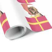 Bluthund im Weihnachtsmannmütze-Verpackungs-Papier Geschenkpapier (Rolleneckpunkt)