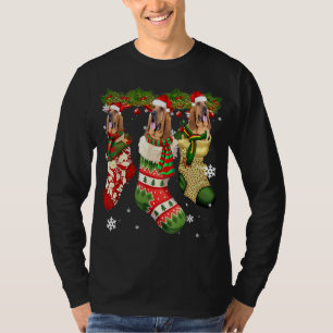 Bluthund in Socken Weihnachten Weihnachtsmannmütze T-Shirt