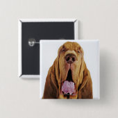 Bluthund (Jagdhund St. Hubert) mit geschlossenen Button (Vorne & Hinten)