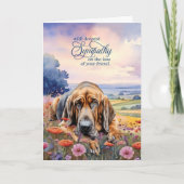 Bluthund mit Wildblumen Haustier Beileid Karte (Vorderseite)