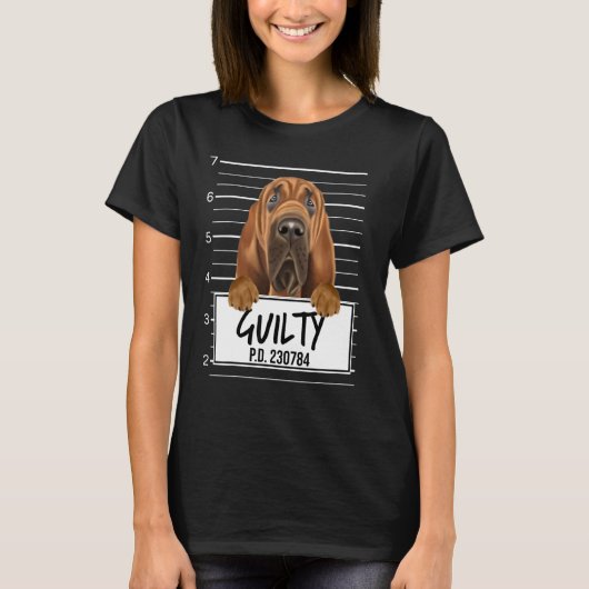 Bluthund-Mugshot-Schuldiger Hund T-Shirt (Vorderseite)