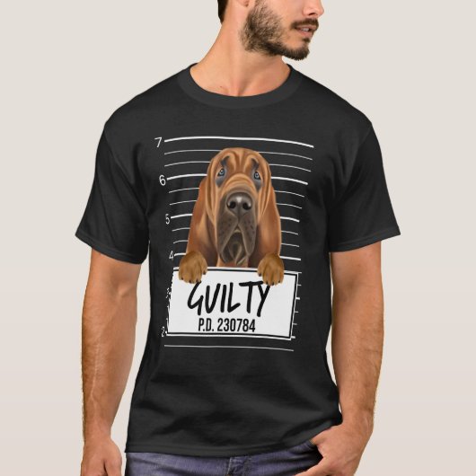 Bluthund-Mugshot-Schuldiger Hund T-Shirt (Vorderseite)