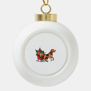 Bluthund-Schlittenzieher Keramik Kugel-Ornament