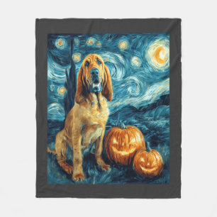 Bluthund Süßer Hund Halloween Jack O Lantern Kürbi Fleecedecke