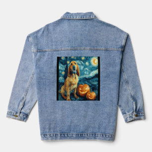 Bluthund Süßer Hund Halloween Jack O Lantern Kürbi Jeansjacke