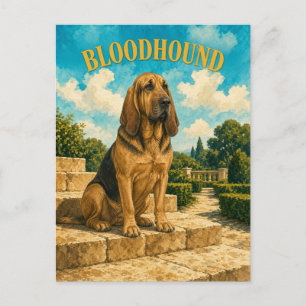 Bluthund, Vintage Wasserfarben-Hundekunst Postkarte