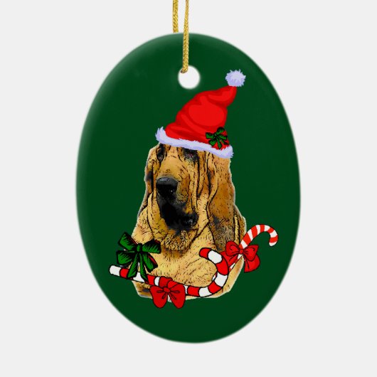 Bluthund-Weihnachten Keramikornament (Hinten)