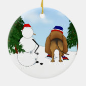 Bluthund-Winter-Szene Keramik Ornament (Hinten)