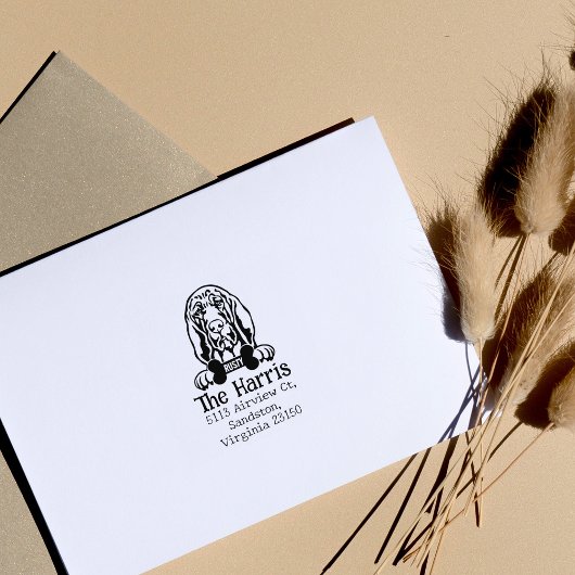 Bluthundin, benutzerdefinierte Rücksendeadresse, Gummistempel