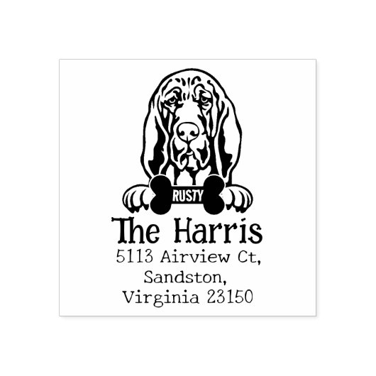 Bluthundin, benutzerdefinierte Rücksendeadresse, Gummistempel (Prägung)