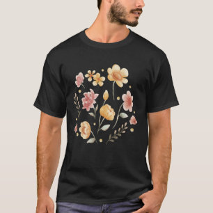 Blütige Blume und Blätter Aquarell T-Shirt