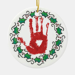 Blutige Feiertags-Hand Keramikornament
