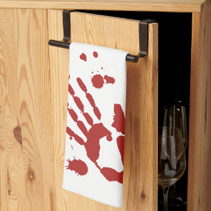 Blutige Handdruck-Blut-Spritzen-Halloween-Stützen Geschirrtuch