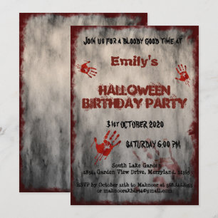 Blutige Hände Vintage Halloween Geburtstag Einladung