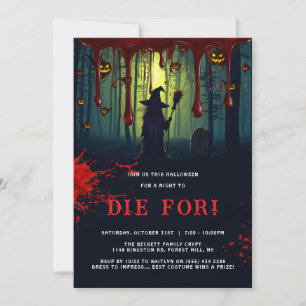 Blutige Hexe: Eine Nacht, um für Halloween-Party z Einladung