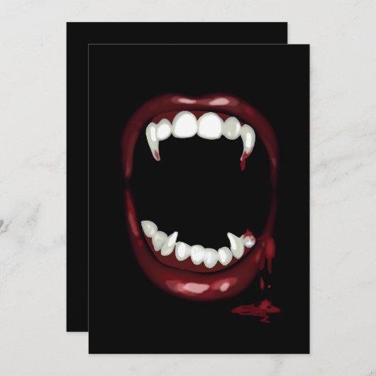 blutige Vampire Fangs halloween Einladung (Vorne/Hinten)
