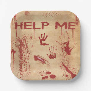 Blutiger Handabdruck Blutverschmierte Halloween Pappteller